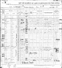 Ellis Island Passenger List, Port of New York, 1919